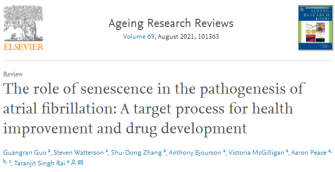 The role of senescence in the pathogenesis of atrial fibrillation - A target process for health improvement and drug development