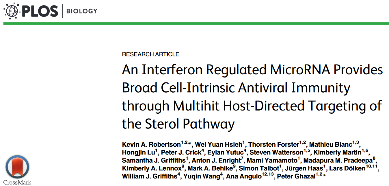 An Interferon Regulated MicroRNA Provides Broad Cell-Intrinsic Antiviral Immunity through Multihit Host-Directed Targeting of the Sterol Pathway