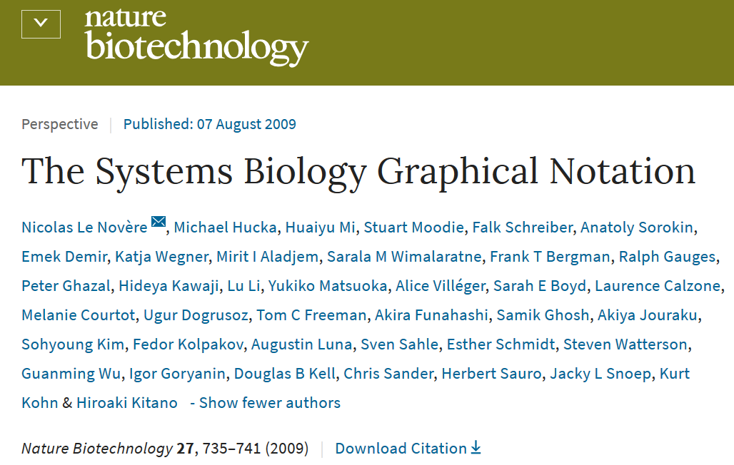 The Systems Biology Graphical Notation