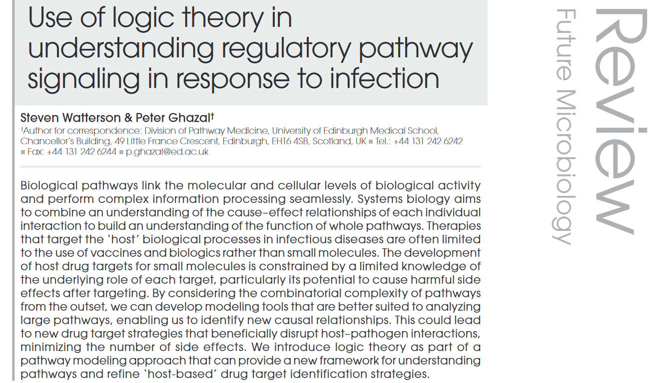 Use of logic theory in understanding regulatory pathway signaling in response to infection